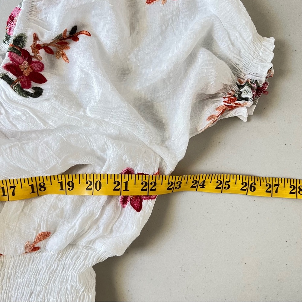 NWOT Kindred Anthropologie White Floral Cinched Maxi Dress Boho Embroidery L - Picture 8 of 10